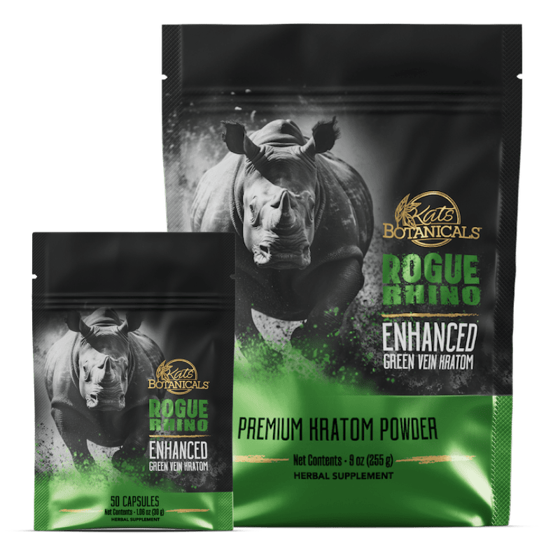 Rogue-Rhino-Enhanced-Green-Vein-Kratom.png Rogue Rhino Enhanced Green Vein Kratom - Image 1